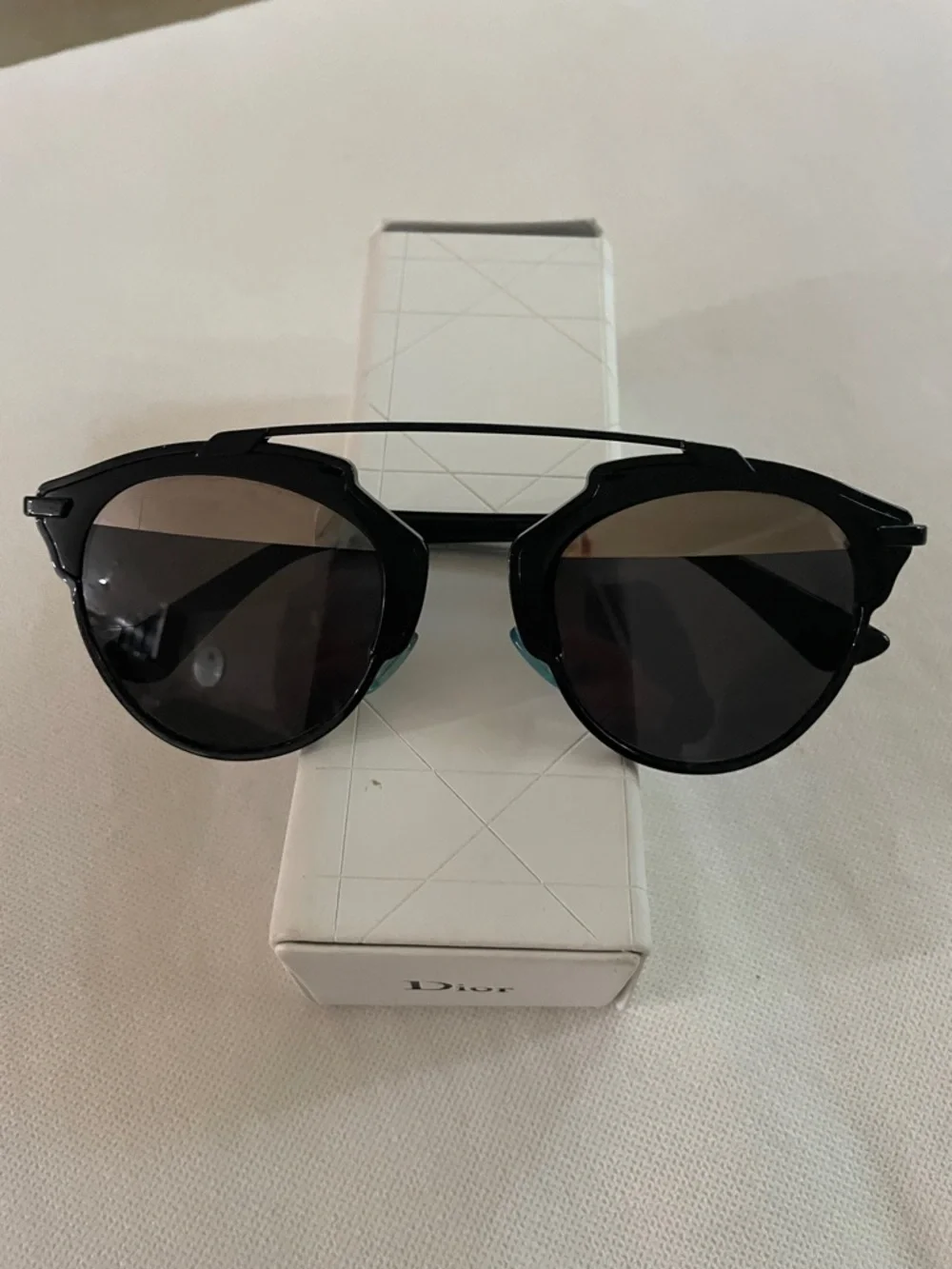 Dior Black Round Frame Sunglasses with Dark Lenses